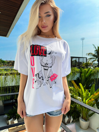 Oversize T-shirt Anime White - One size